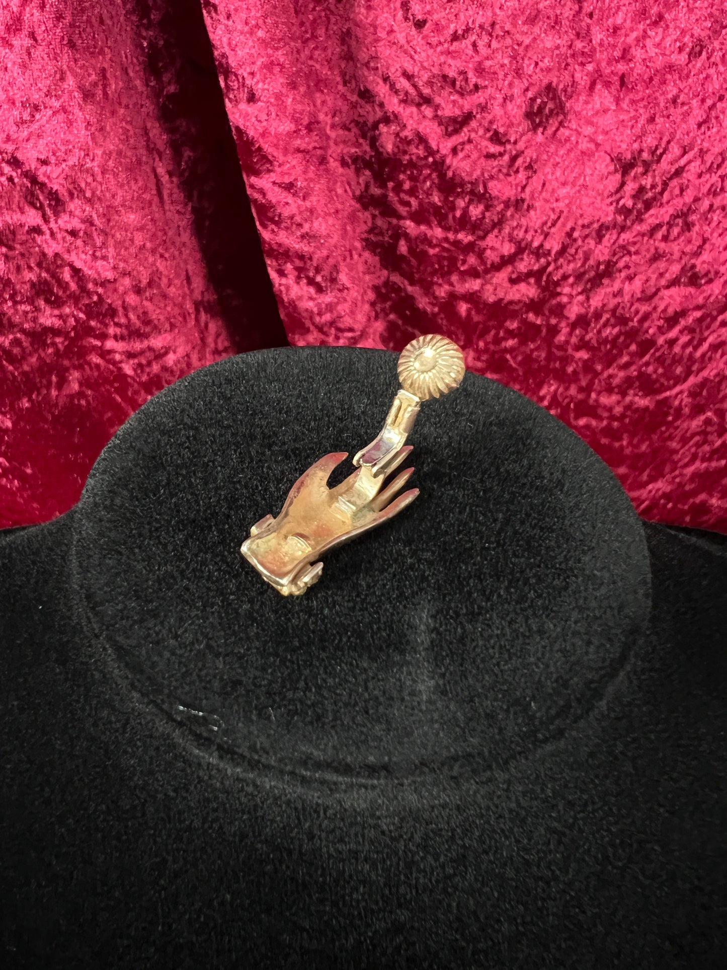 Vintage 1940s Gold Tone Clip On Earrings - CORO Bejeweled Hand Figural Jewelry