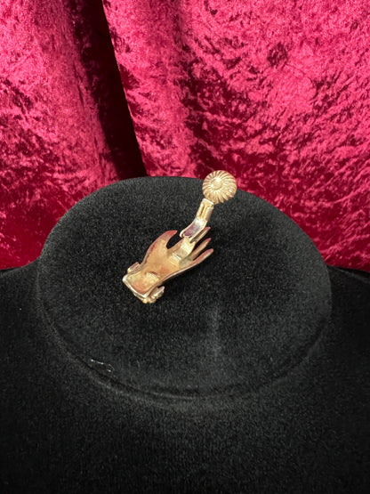 Vintage 1940s Gold Tone Clip On Earrings - CORO Bejeweled Hand Figural Jewelry
