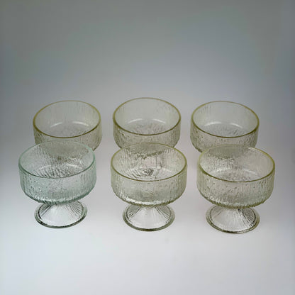 Set of 6 Vintage Indiana Glass Clear Crystal Ice Footed Sherbet Glasses