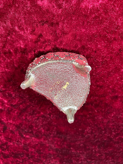 Vintage Vanity - Heart Shaped Jewelry Box - Ornate Silver Grapevine Filigree - Red Velvet Lining - Footed