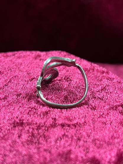 Vintage Jewelry - Bypass Ring - 925 Silver - Inlaid Abalone Shell - 7 - Mexico