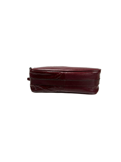 Vintage Purse - Red Brown Leather Cross Body Bag - Gold Tone Hardware