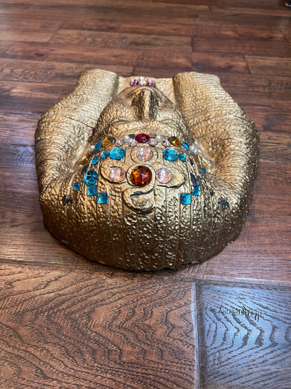 Vintage Home Decor - Ceramic Wall Mask - Bejeweled Bust of Tutankhamun