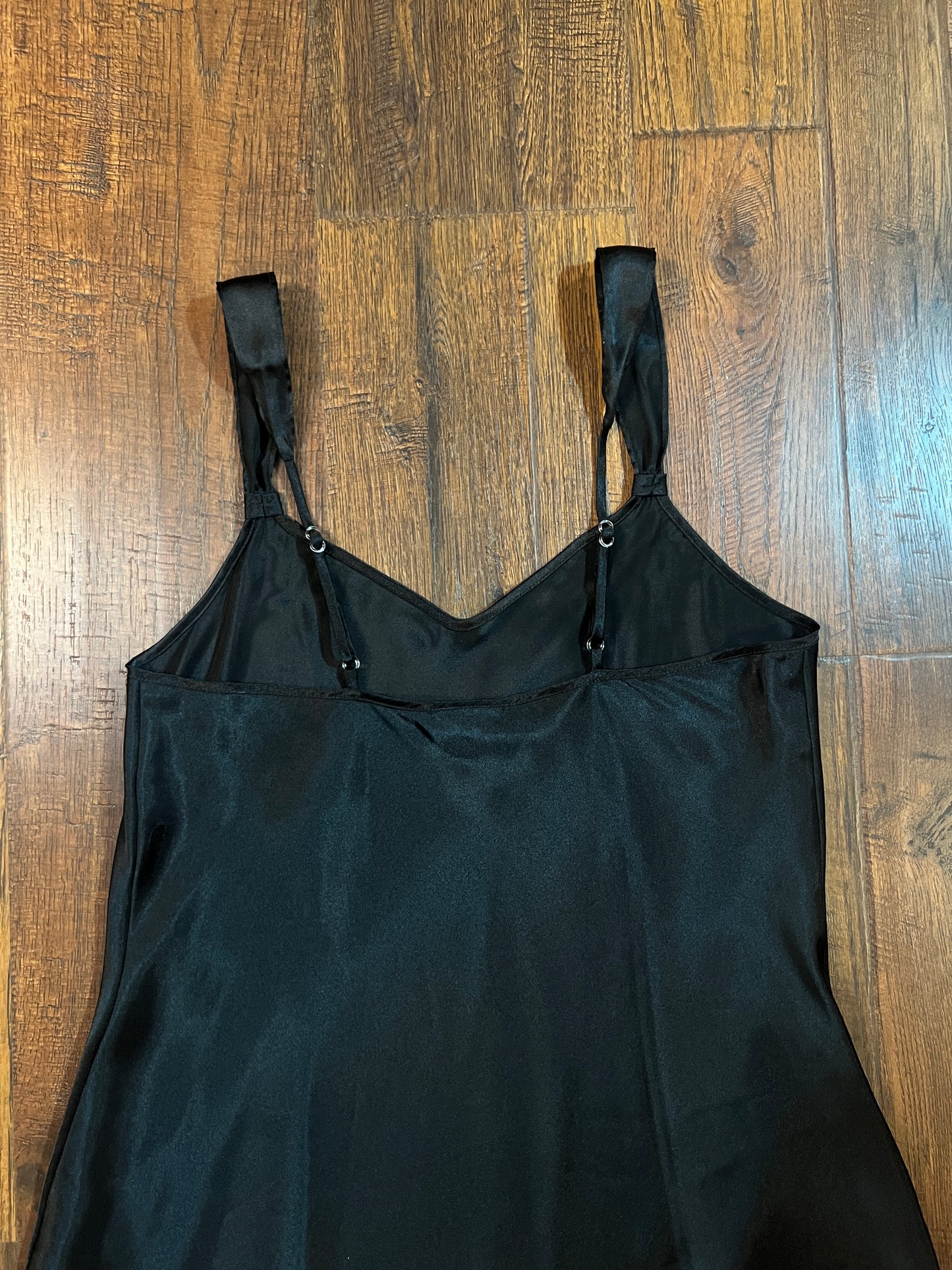 Vintage Clothing - LA Intimates Black Satin Slip Dress - Size Medium