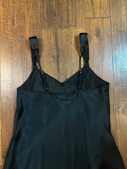 Vintage Clothing - LA Intimates Black Satin Slip Dress - Size Medium