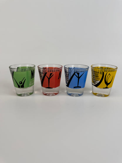 Vintage 1950s Federal Glass Cocktail Recipe Shot Glasses - Set of 4