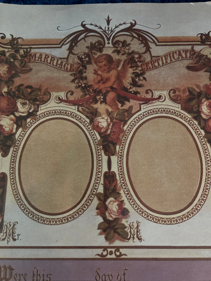 Vintage Paper Marriage Certificate - Victorian Style Cherub Floral Keepsake Print