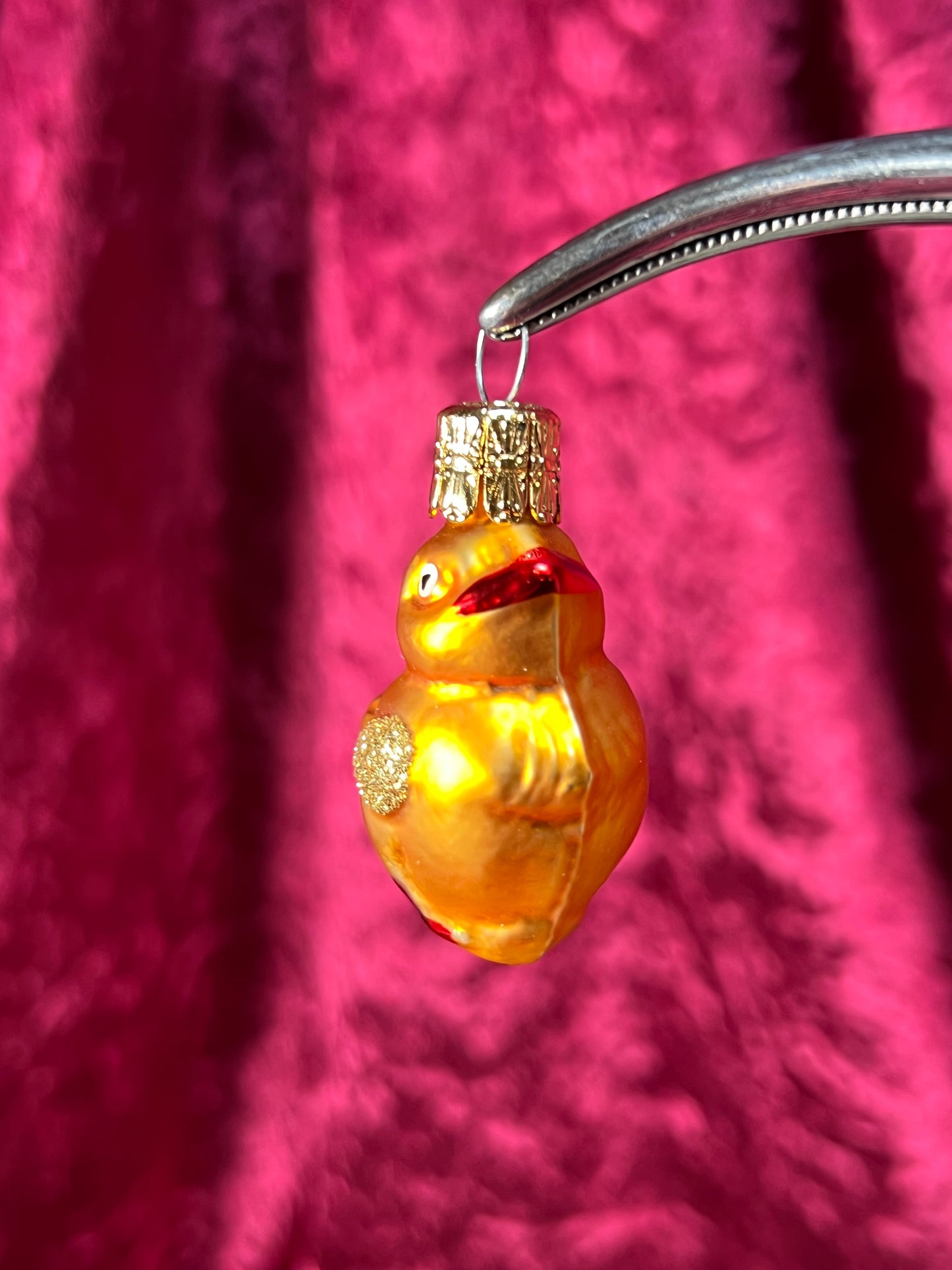 Vintage Christmas - Handblown Glass Ornament - Miniature Yellow Chick