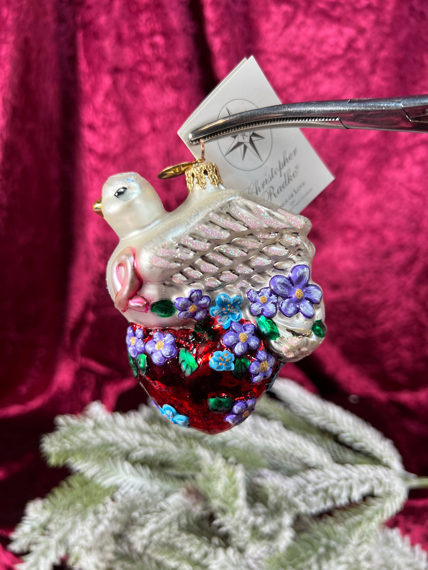 Vintage Christmas - Handblown Glass Ornament - Wings Of Love - Christopher Radko - 2001