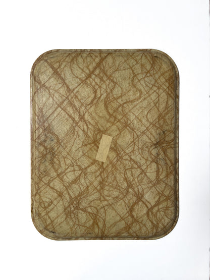 Vintage Cambray Fiberglass Cafeteria Tray - Atomic Gold Spaghetti - 18" X 14"