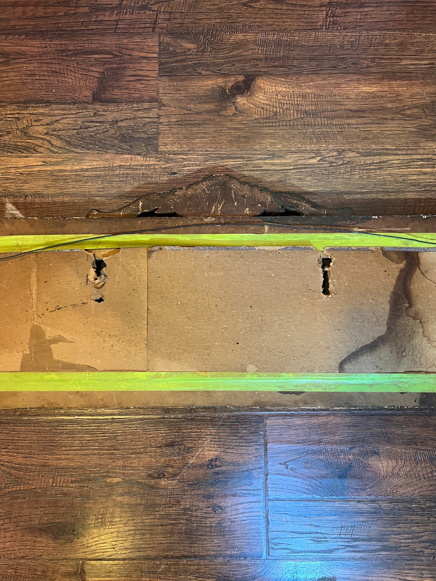 Antique Mirror - Mantle / Buffet - 3-Panel Beveled Glass - Etched Flowers