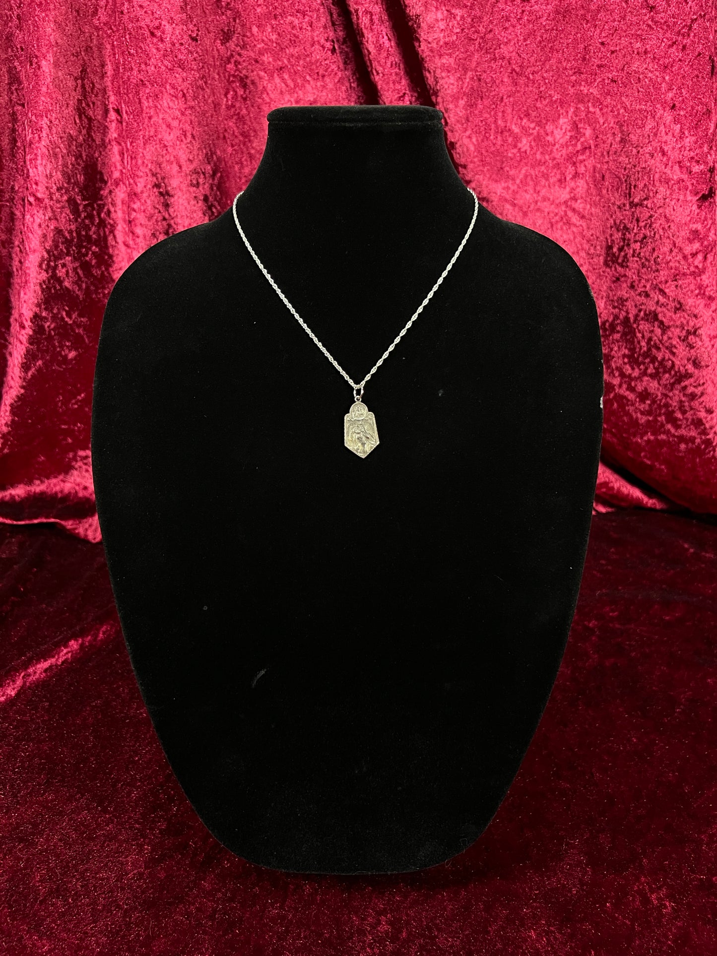 Vintage Sterling Silver Religious Pendant - Saint Christopher Catholic Medal