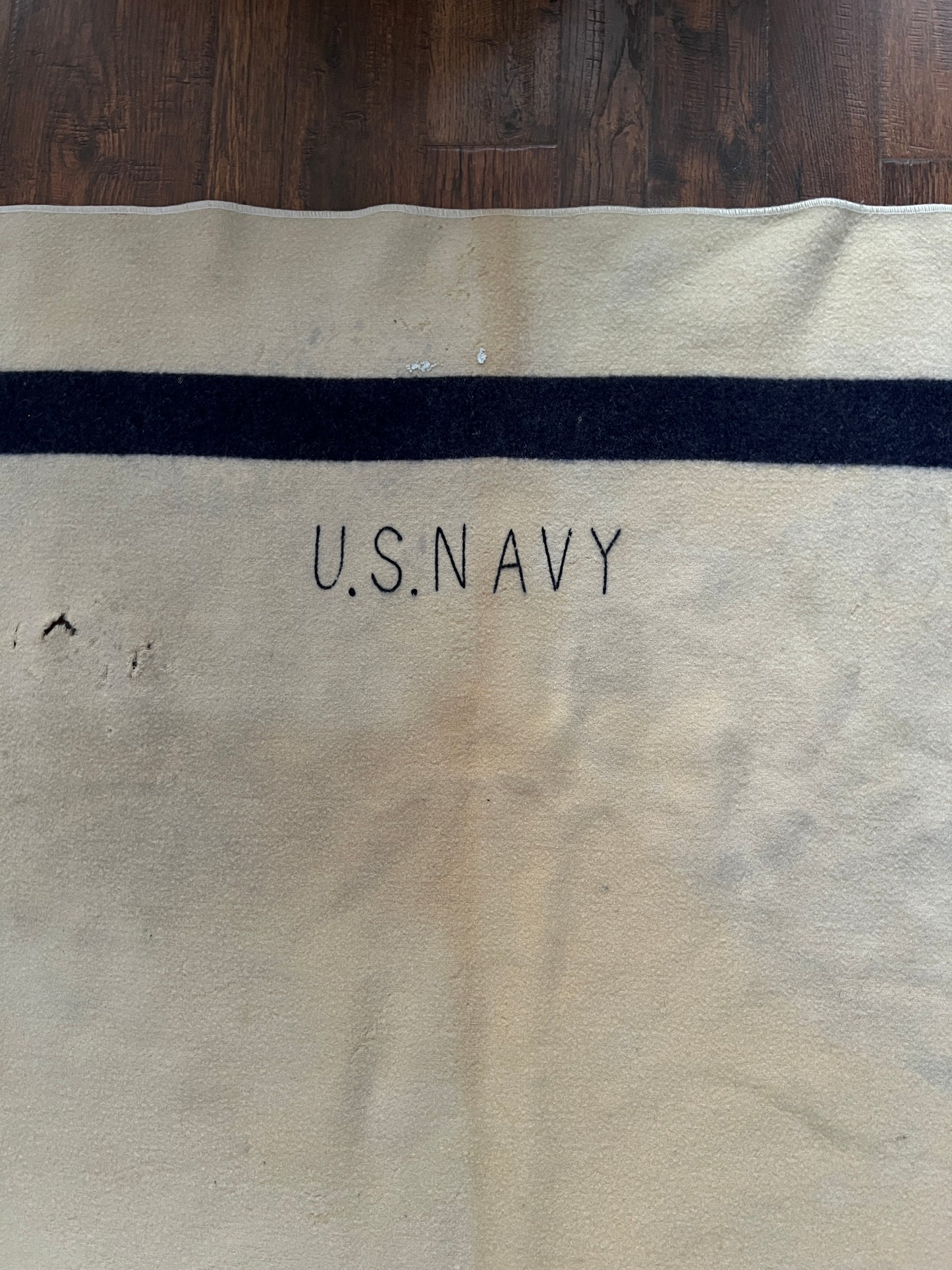 Vintage Military Issue Wool Blanket – WWII US Navy Blue Stripe