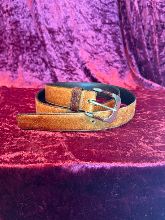 Vintage Accessories - Harris California Glove Tanned Steerhide Leather Belt - Brown - M/L