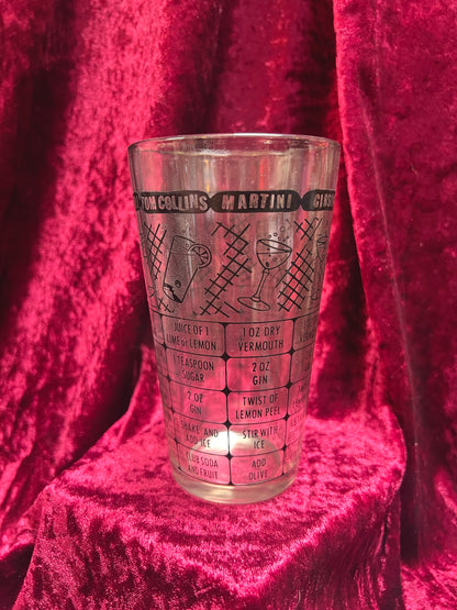 Vintage Barware - Cocktail Recipe Glass - Federal Glass