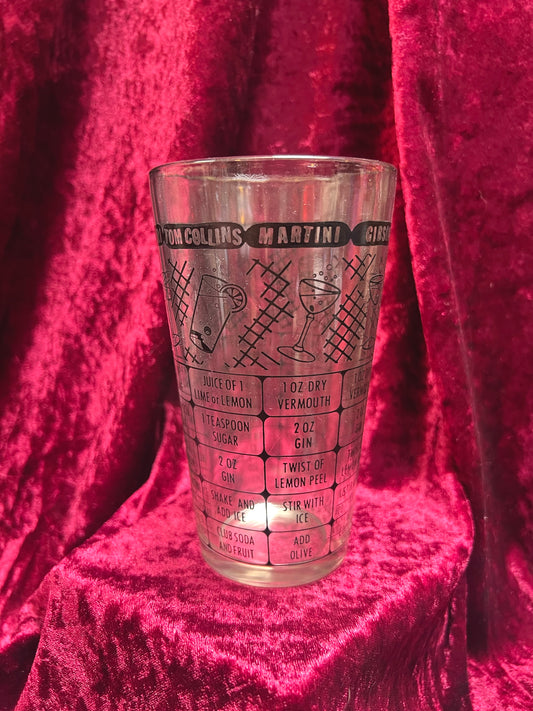 Vintage Barware - Cocktail Recipe Glass - Federal Glass