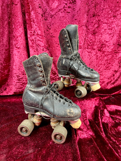 Vintage Leather Roller Skates – Black Leather - Chicago Wheels and Sure-Grip Trucks