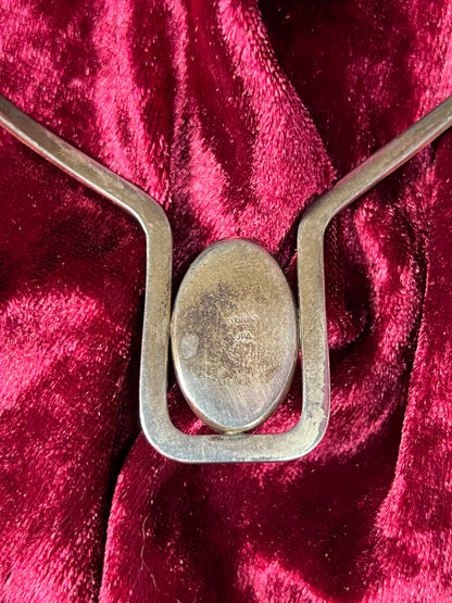 Vintage Jewelry - Modernist Collar Necklace - Sterling Silver - Black Onyx - JPA