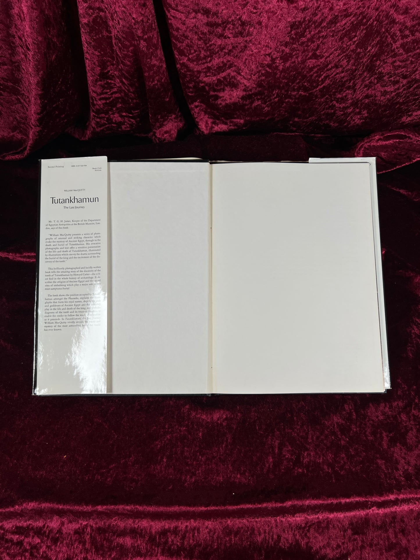 Vintage Hardcover Book – Tutankhamun The Last Journey William MacQuitty 1977