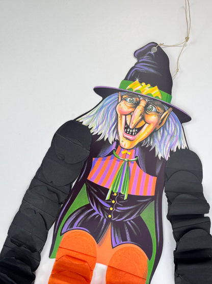 Vintage Halloween Decoration - Beistle 1990s Action Dancer Crepe Paper Die Cut - Witch