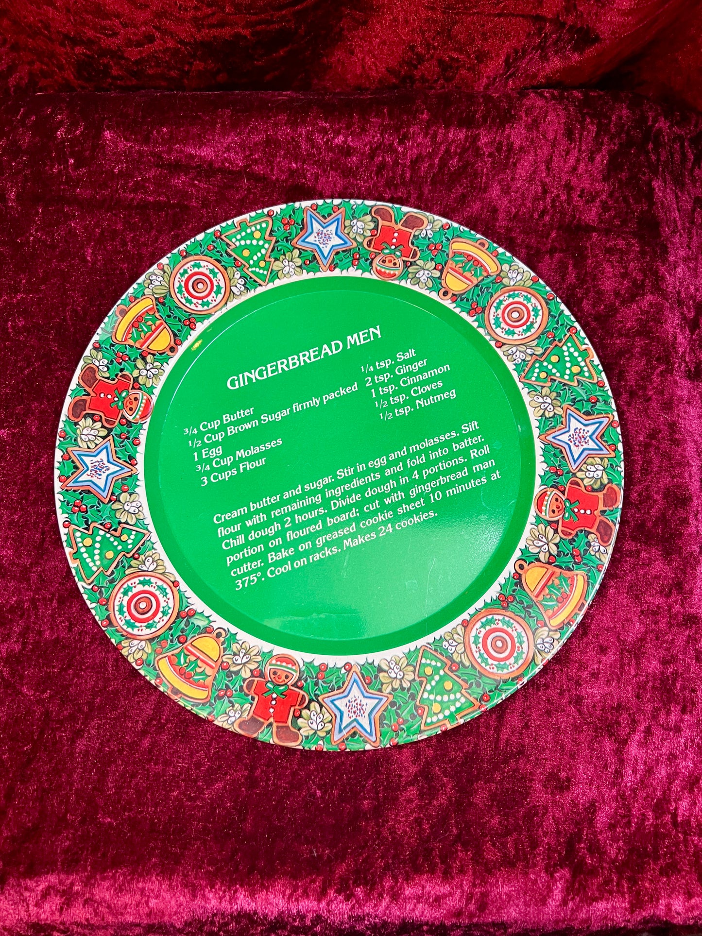 Vintage Christmas - Holiday Recipe Metal Cookie Trays - Gingerbread Men - House of Lloyd