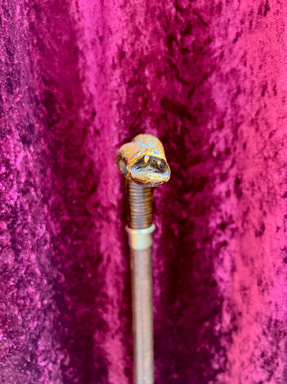 Vintage Wood Walking Cane – Hand Carved Snake Head Handle Antique Style
