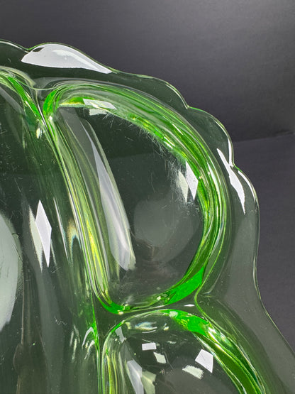 Vintage Uranium Glass - Heavy Divided Condiment Dish