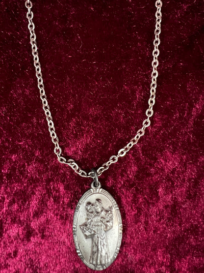 Vintage Sterling Silver Saint Christopher Necklace - Religious Medal Pendant