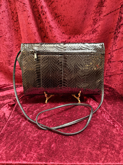 Vintage Accessories - Crossbody Evening Purse - Genuine Black Snakeskin - Jennifer Moore