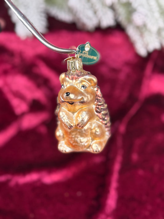 Vintage Christmas - Handblown Glass Ornament - Glitter Hedgehog - Discovery Channel - Christborn