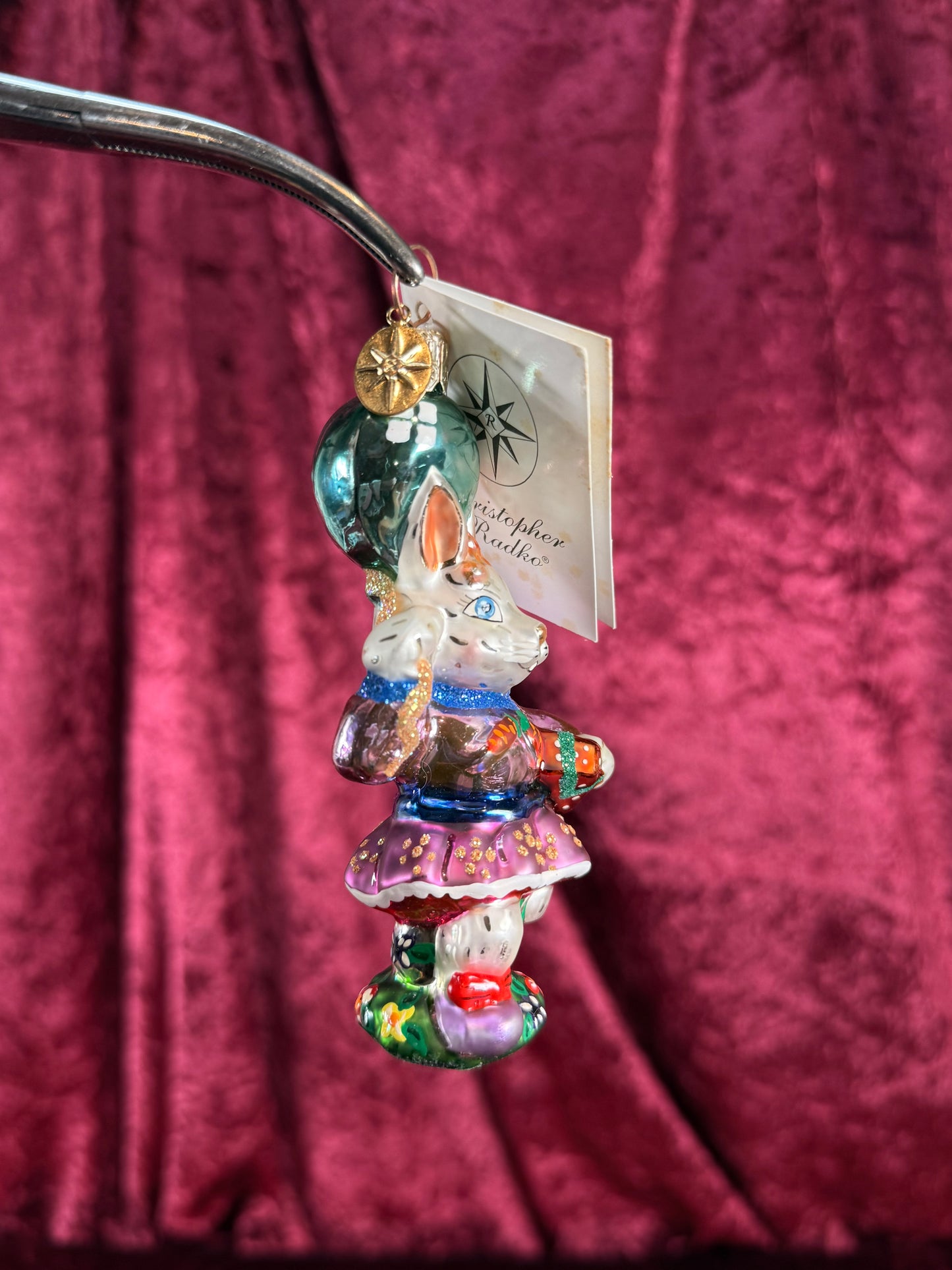 Vintage Christmas - Handblown Glass Ornament - Party Girl Bunny - 74C - Christopher Radko