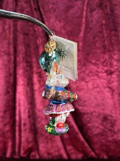 Vintage Christmas - Handblown Glass Ornament - Party Girl Bunny - 74C - Christopher Radko