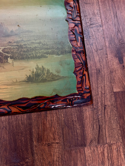 Vintage 1970s Lacquered Wood Wall Art – "Overpopulation" by John Pitre