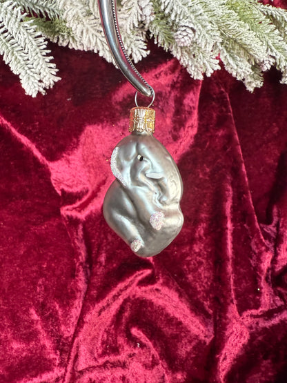 Vintage Christmas - Handblown Glass Ornament - Elephant - Czech Republic