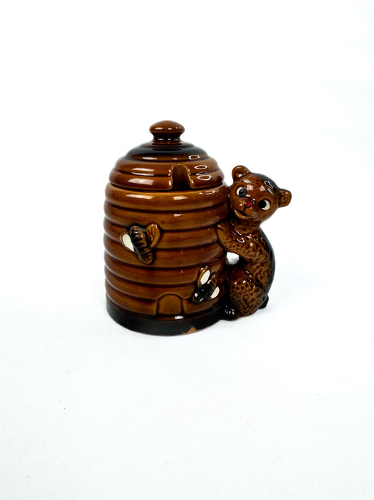 Vintage Mid Century Honey Pot Bear Hugging Bee Hive