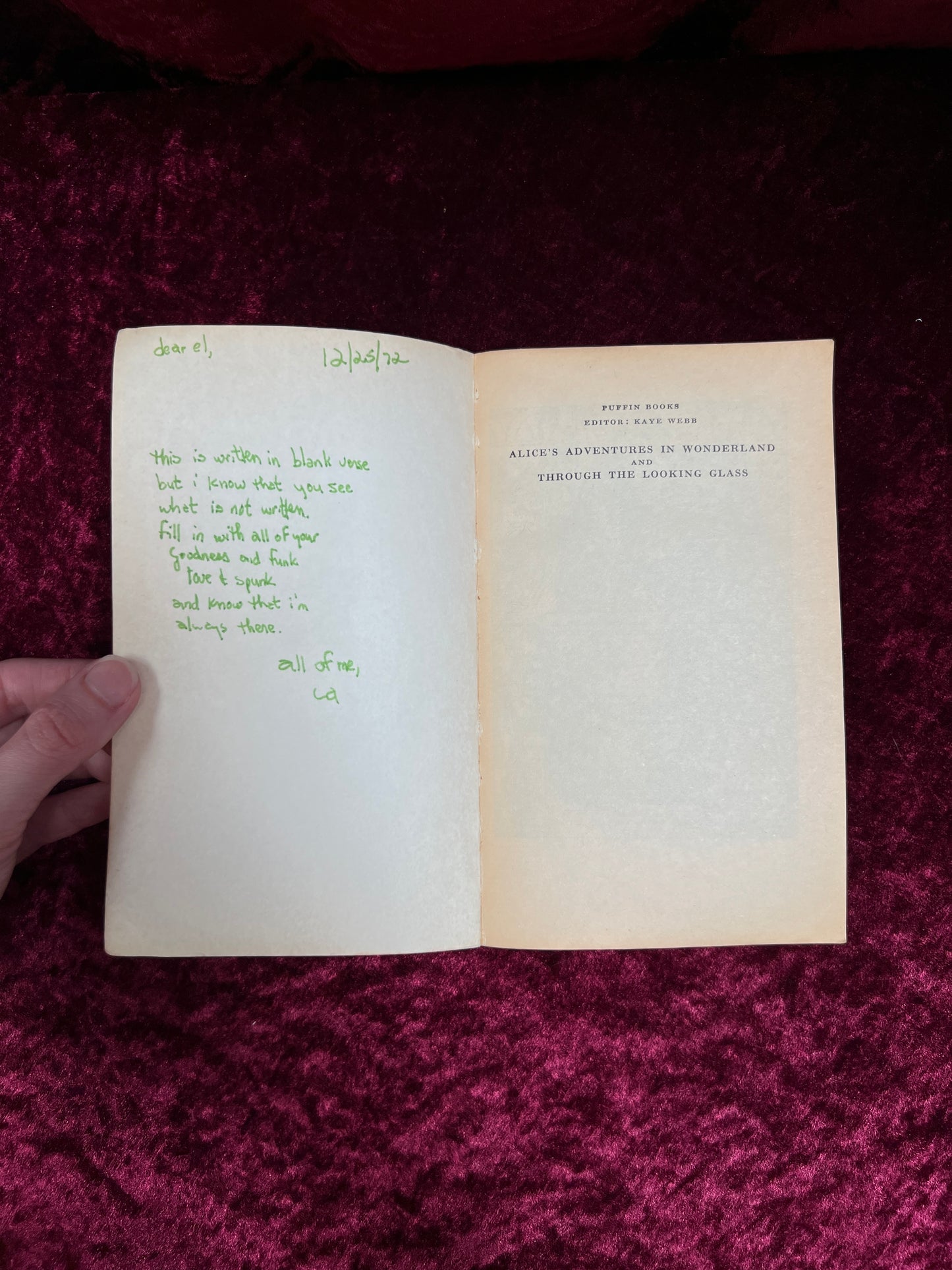 Vintage Paperback Book - Alice's Adventures in Wonderland and Through the Looking Glass - Lewis Carroll - Puffin 1972