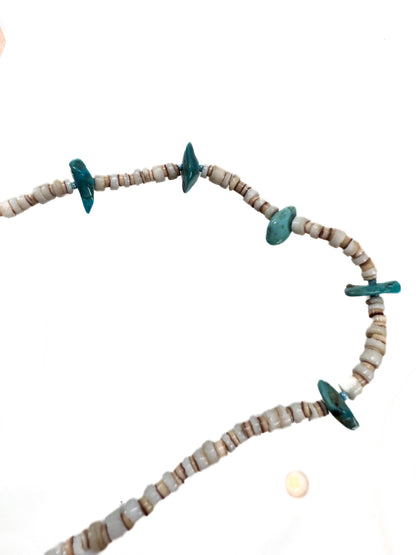 Vintage Puka Shell & Turquoise Bead Necklace