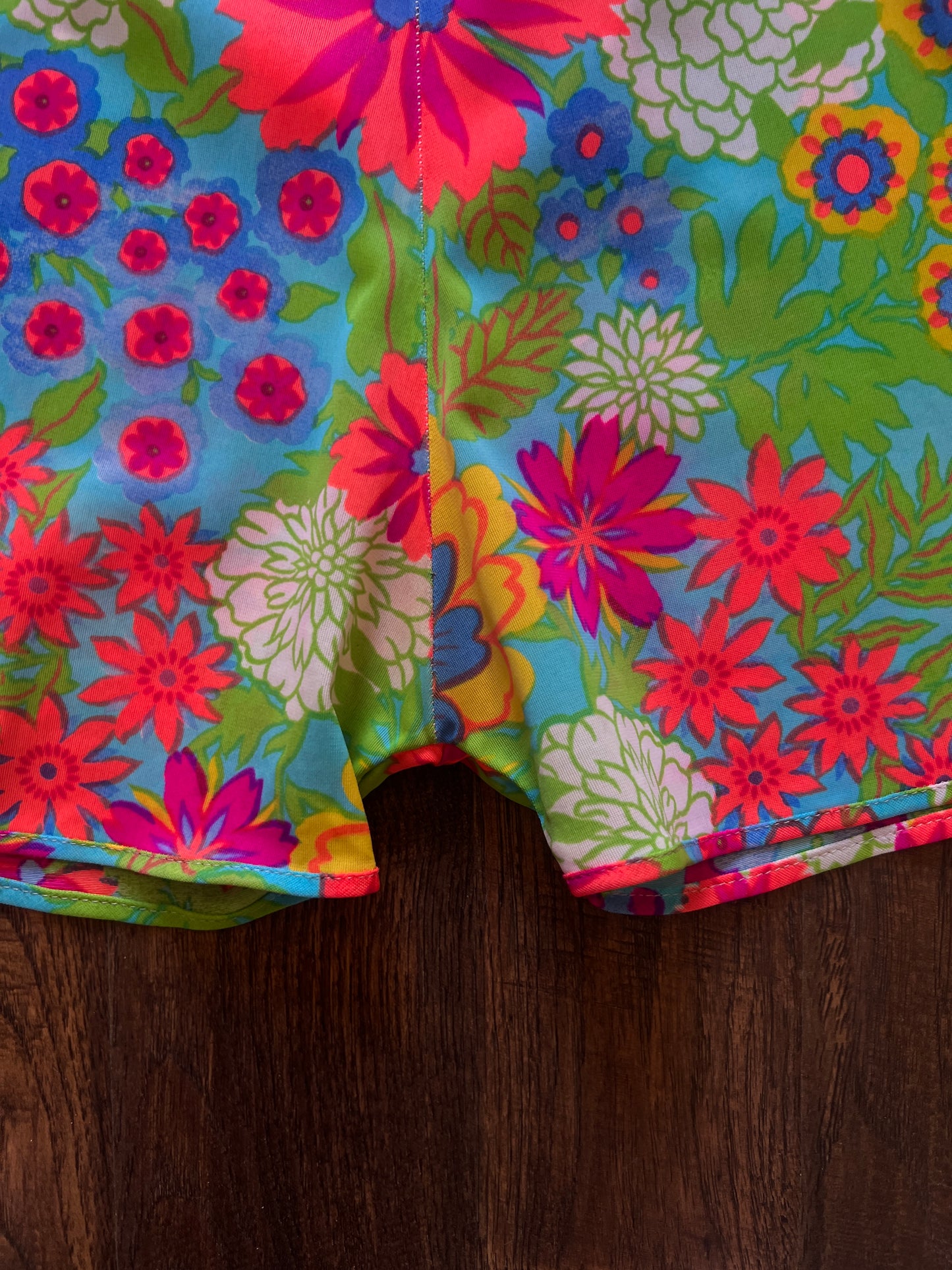 Vintage Handmade Slip Shorts - Psychedelic Floral Print - Small