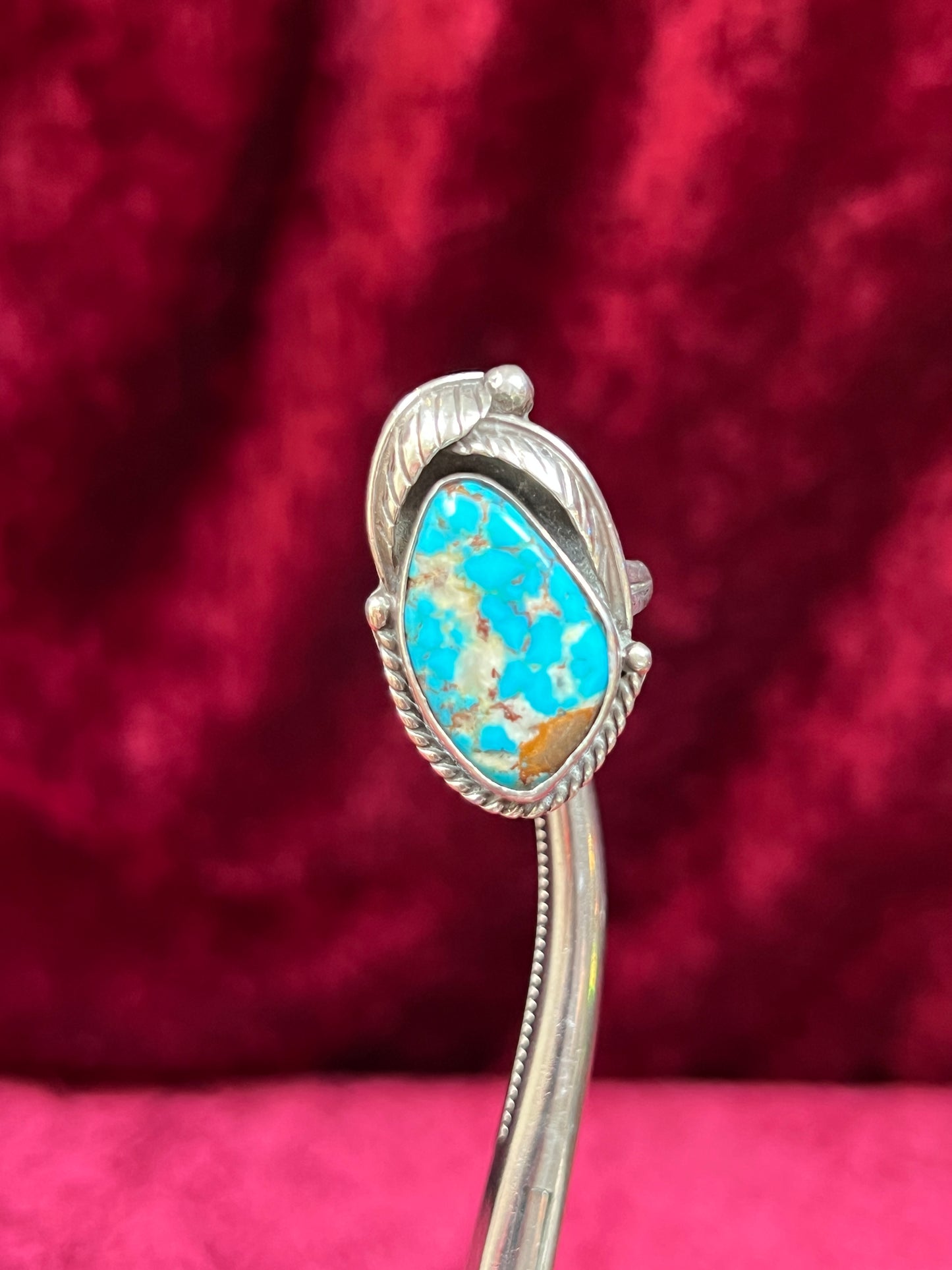 Vintage Jewelry - Chunky Ring - Sterling Silver - Natural Turquoise - J.C. - 8.25