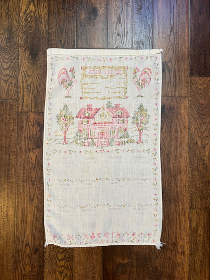 Vintage Linens - Tea Towel - Groovy Pink Kitchen Prayer - 1974 Calendar