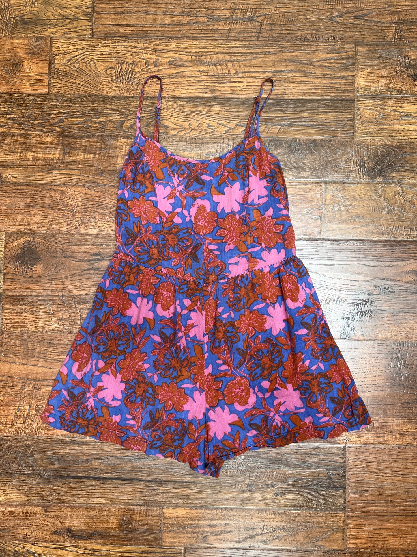 Clothing - Spaghetti Strap Romper - Pink And Blue Floral Print - Small - Fire Los Angeles