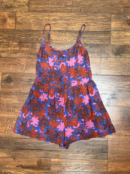 Clothing - Spaghetti Strap Romper - Pink And Blue Floral Print - Small - Fire Los Angeles