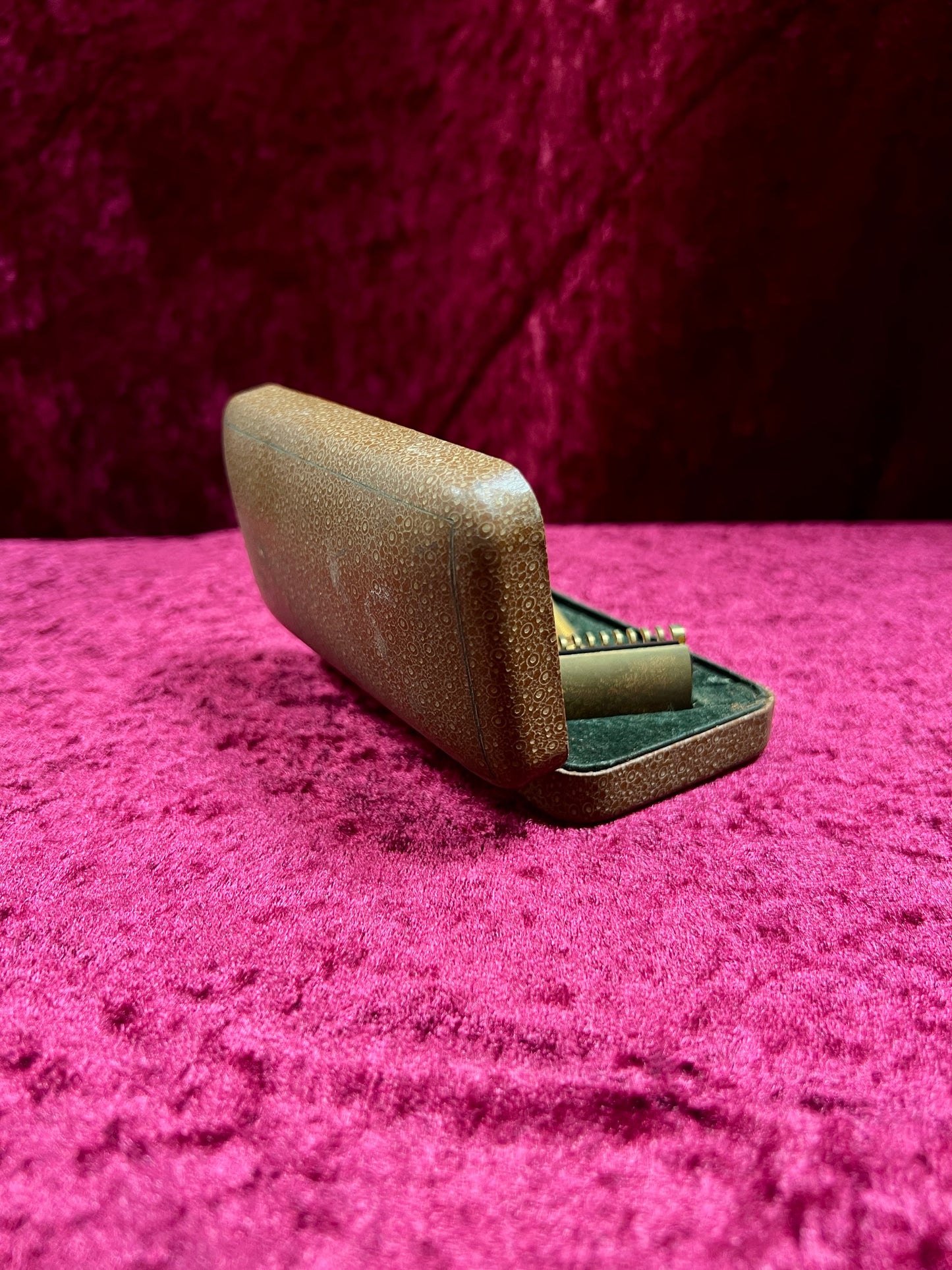 Vintage Gold Tone Brass Safety Razor – Gillette Travel Shaving Set with Case