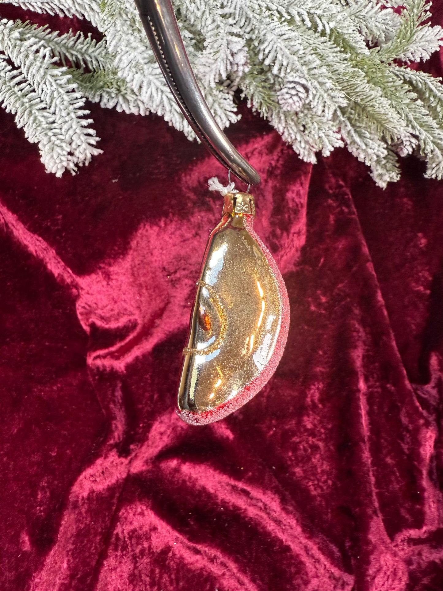 Vintage Christmas - Handblown Glass Ornament - Apple Slice - Czech Republic