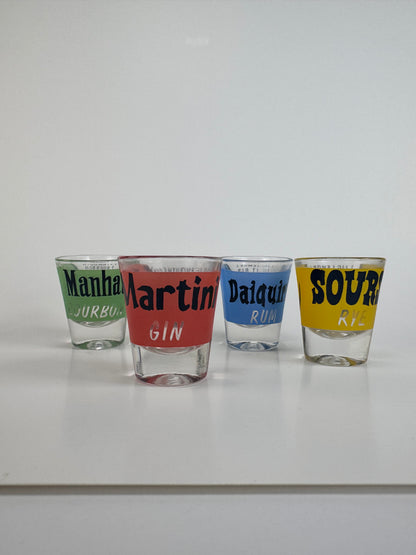 Vintage 1950s Federal Glass Cocktail Recipe Shot Glasses - Set of 4