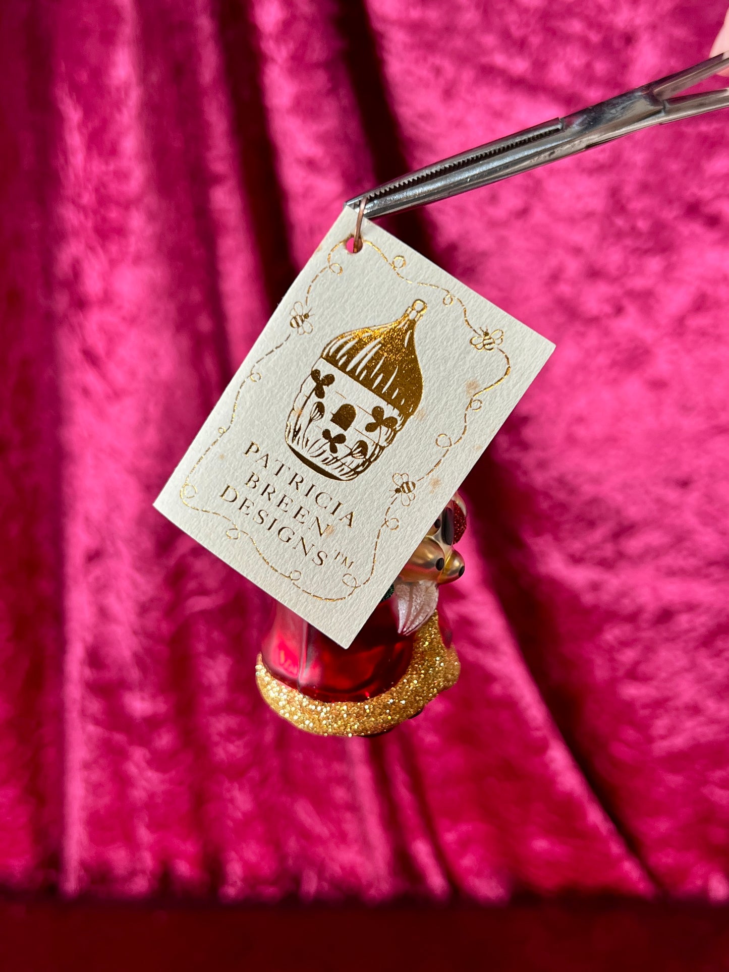 Vintage Christmas - Handblown Glass Ornament - Santa Claus and Teddy Bear - Patricia Breen - Poland