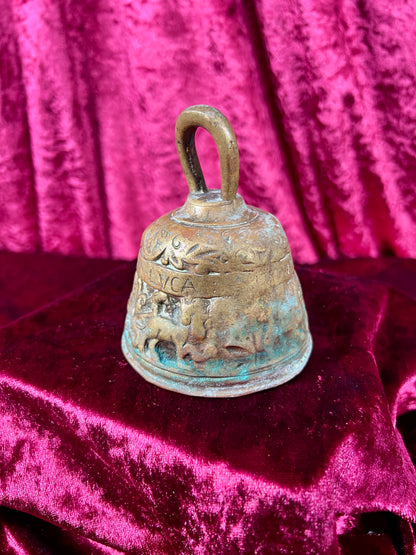 Vintage Religio - Antique Brass Sanctuary Bell - Raised Relief of The Twelve Apostles