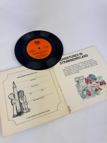 Vintage 7” Vinyl Book & Record - Strawberry Shortcake - "Adventures in Strawberry Land" - 1980