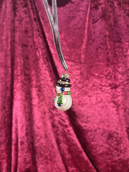 Vintage Christmas - Handblown Glass Ornament - Classic Snowman - 2"