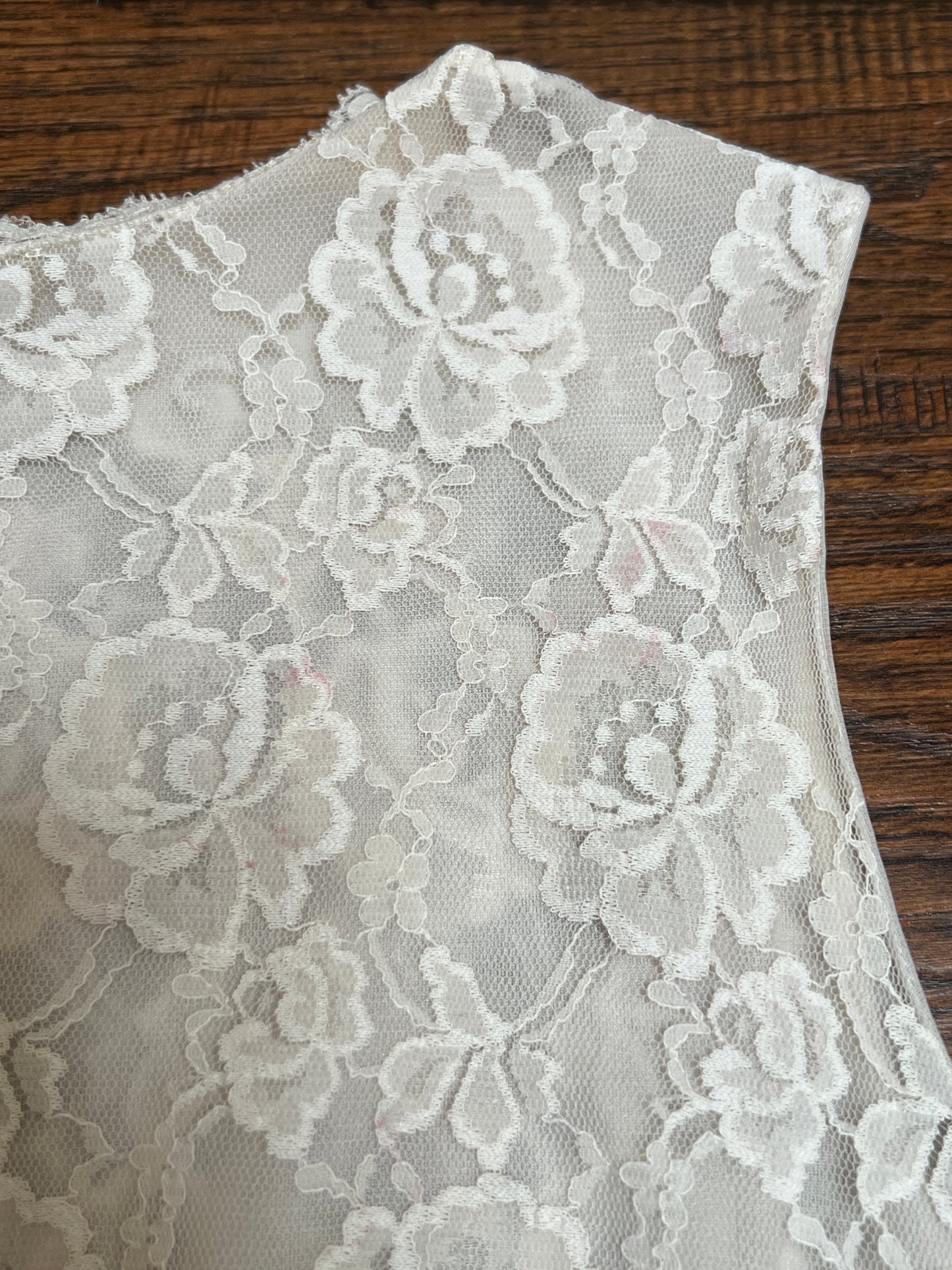 Vintage Clothing - Sheer Lace Tank Top - White English Roses - Medium